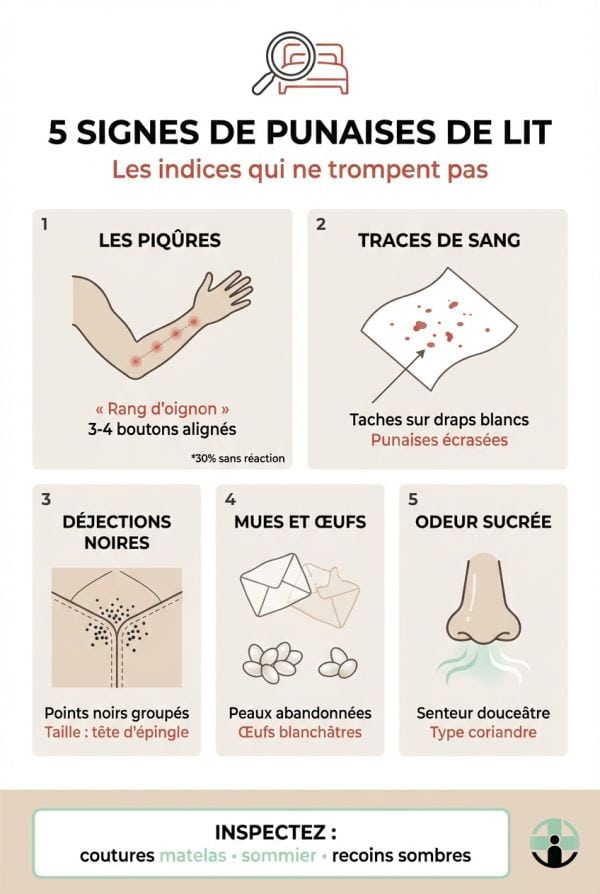 Les indices visuels sur le corps et dans la literie