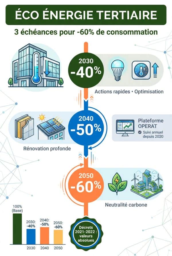 Les trois jalons de réduction : 2030, 2040, 2050