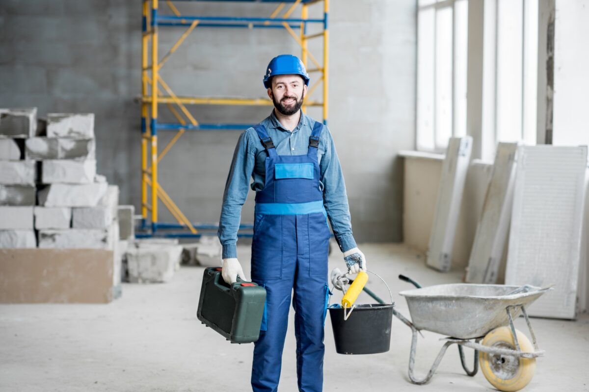 Builder at the construction site