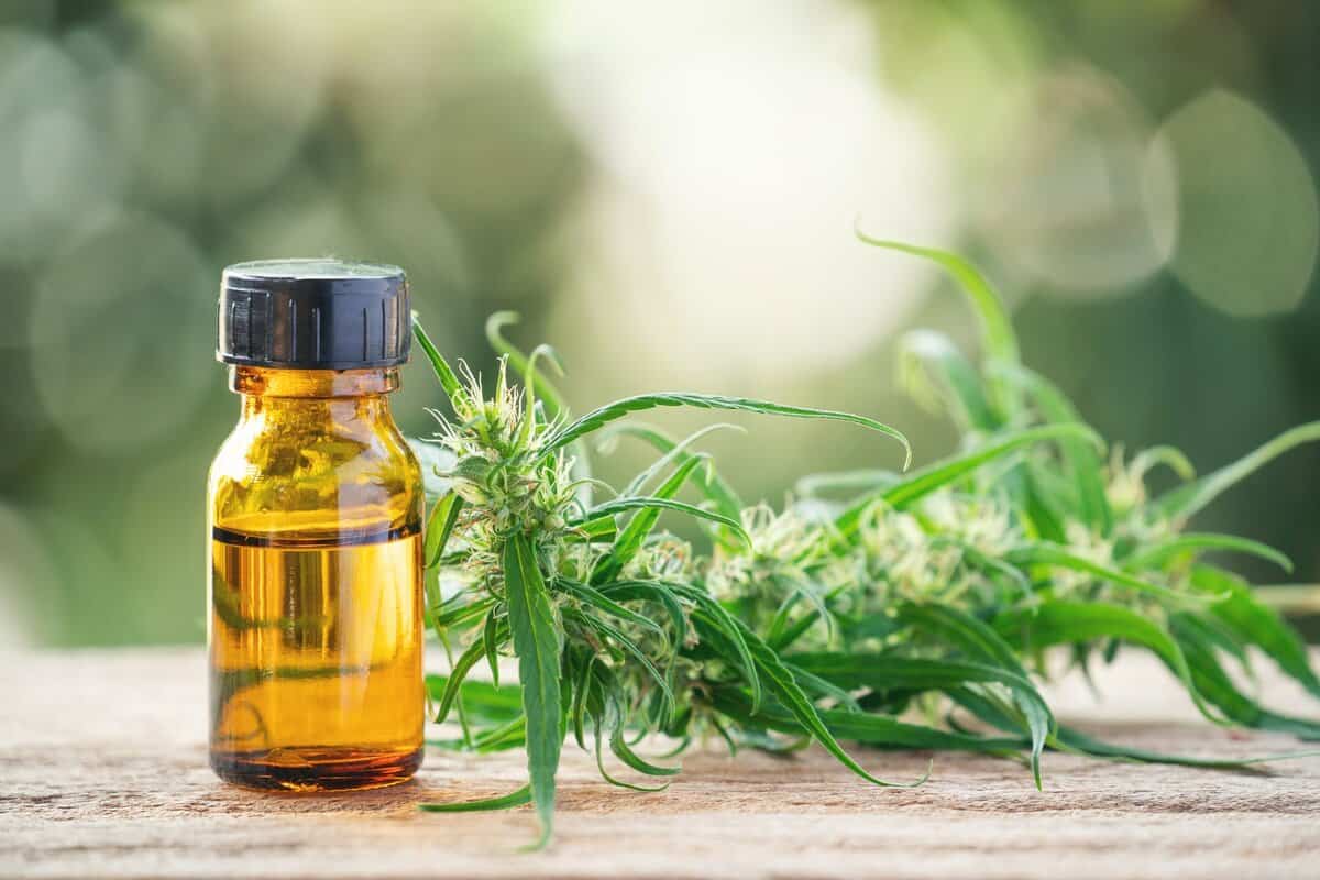 cannabis avec de l'extrait de cannabidiol (cbd) dans un panier d'achat